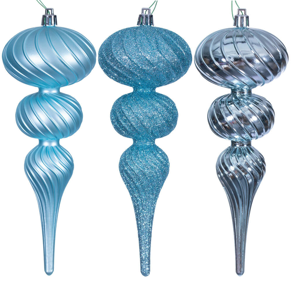 8" Swirl Finial Ornament Set of 6