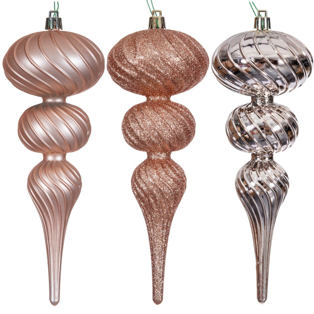 8" Swirl Finial Ornament Set of 6