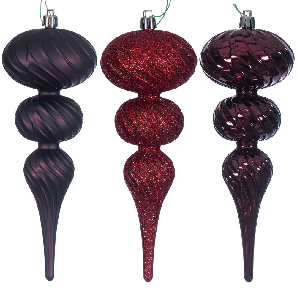 8" Swirl Finial Ornament Set of 6