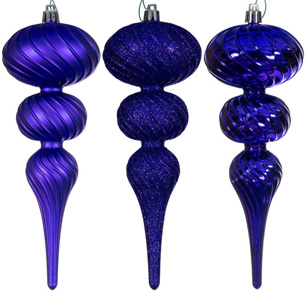 8" Swirl Finial Ornament Set of 6