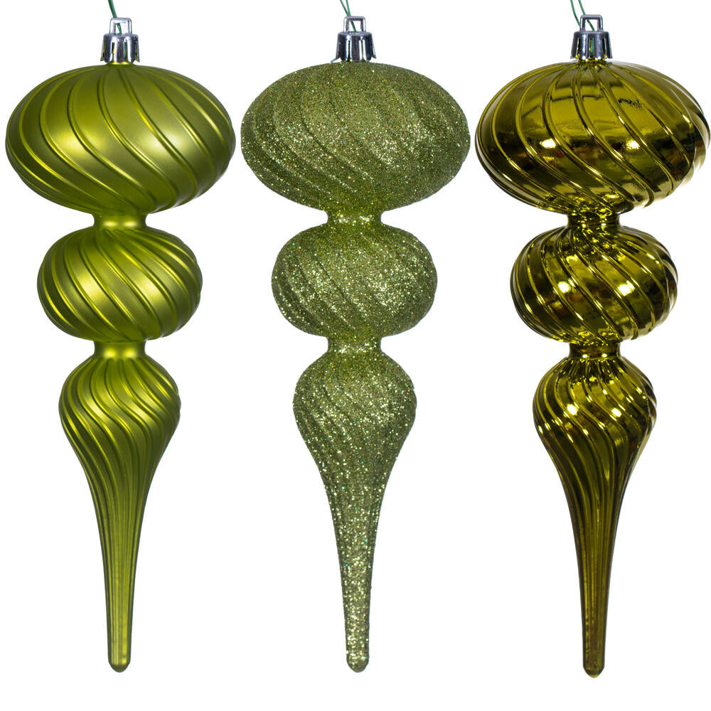 8" Swirl Finial Ornament Set of 6