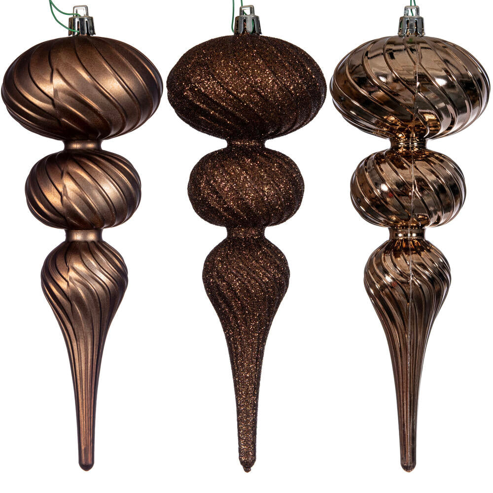 8" Swirl Finial Ornament Set of 6