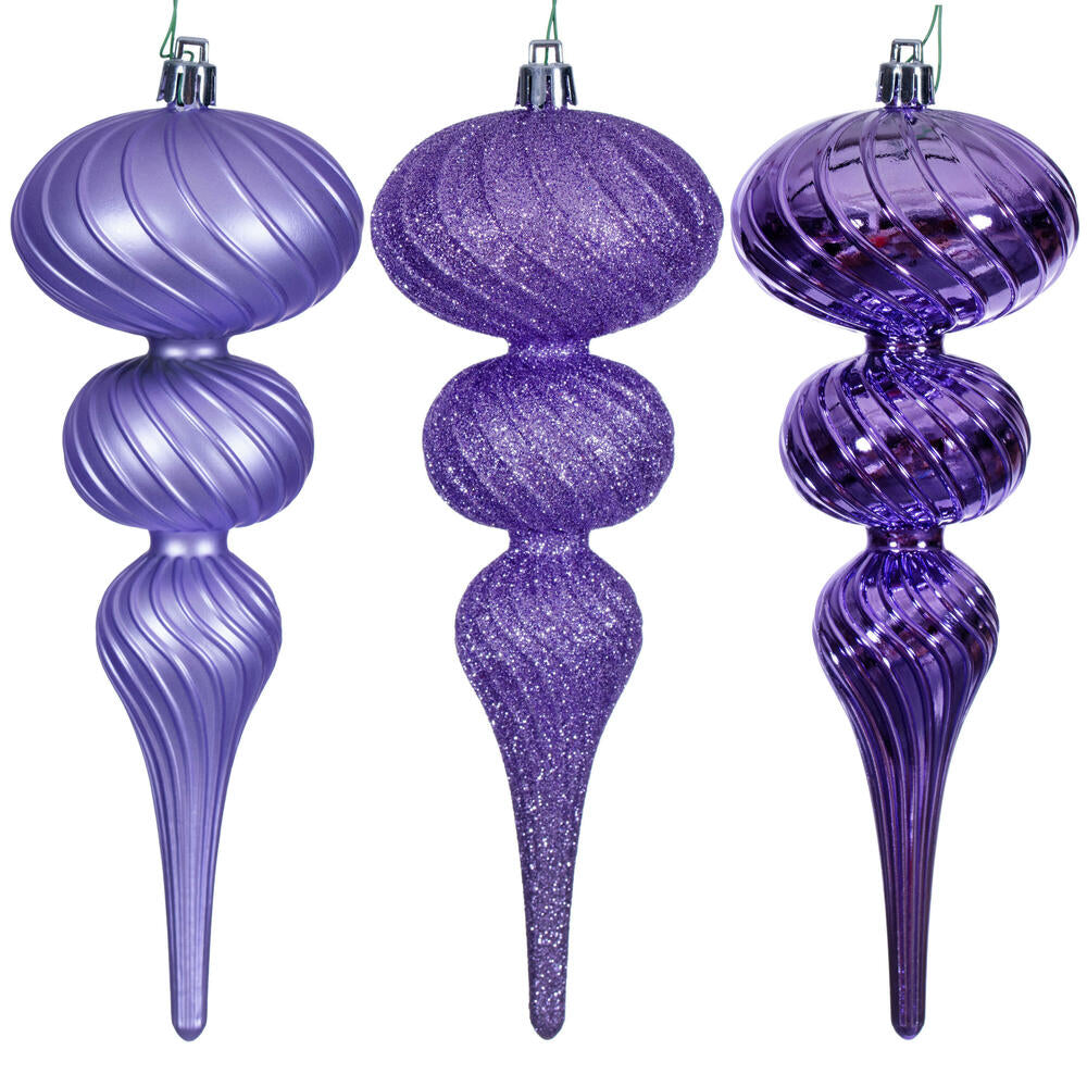 8" Swirl Finial Ornament Set of 6