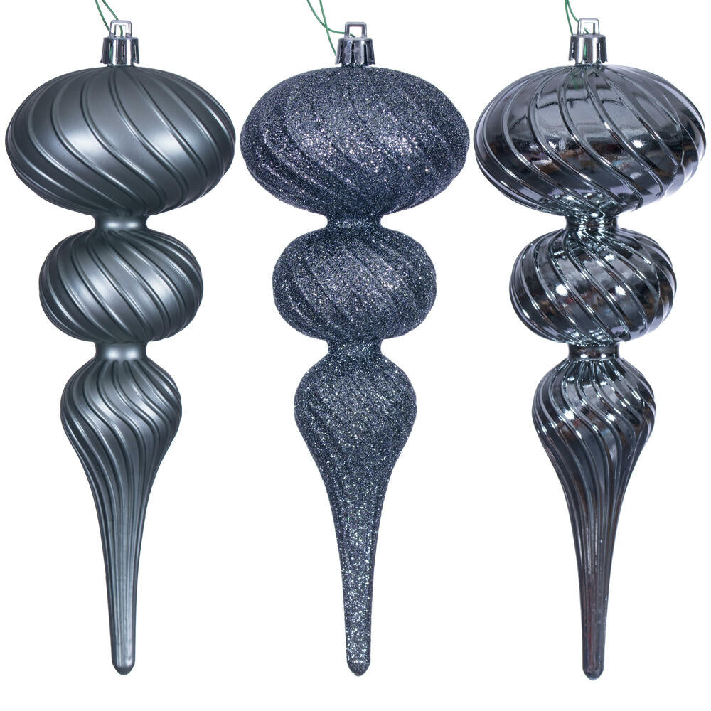 8" Swirl Finial Ornament Set of 6
