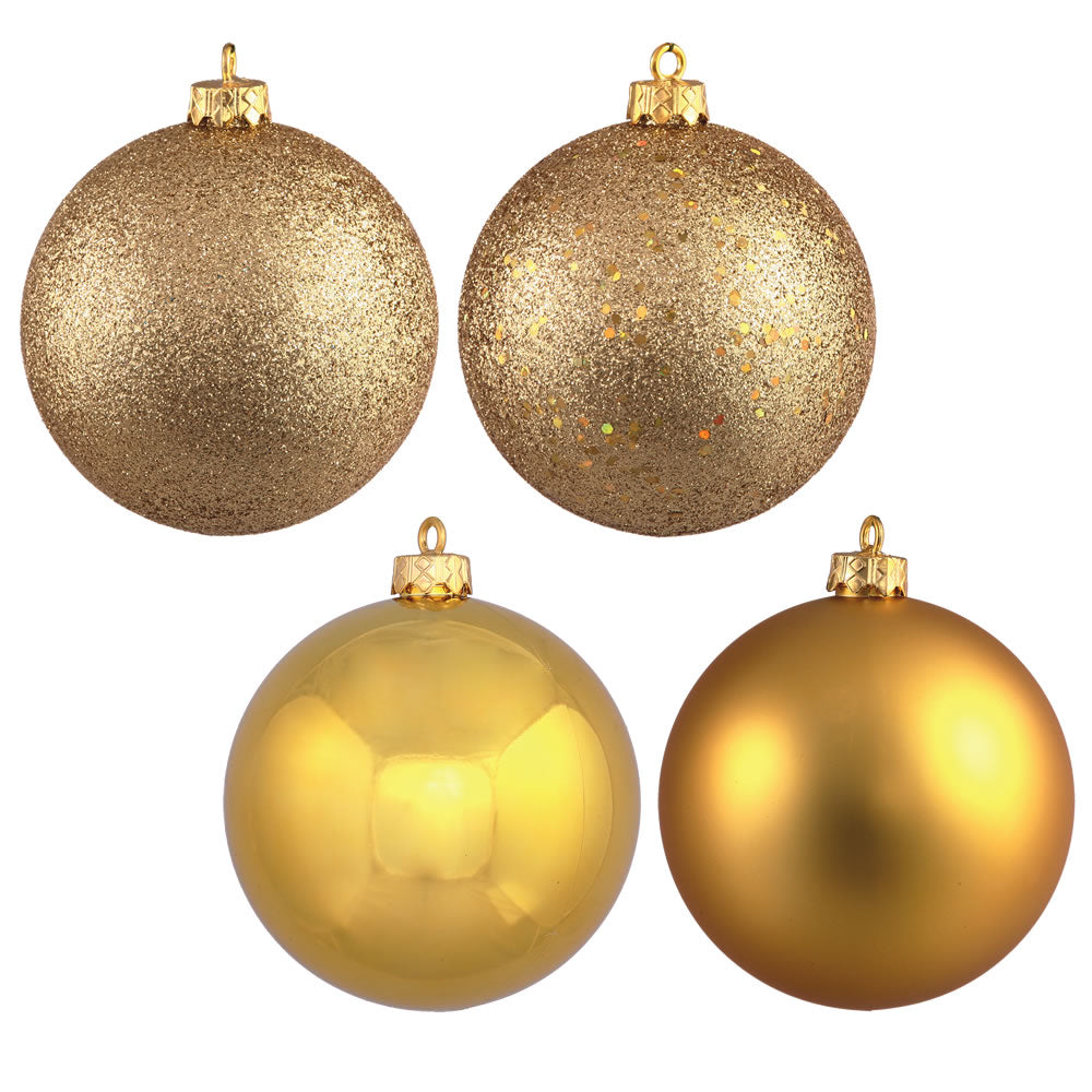 10" - 4 Finish Shatterproof Ornaments with Drilled and Loop Cap -  Set of 4