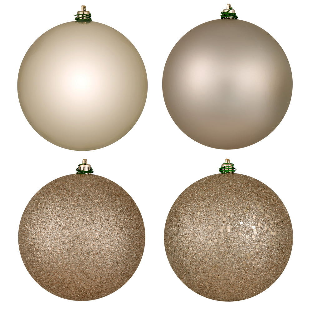 8" - 4 Finish Shatterproof Ornaments with Drilled and Loop Cap
