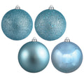 10" - 4 Finish Shatterproof Ornaments with Drilled and Loop Cap -  Set of 4