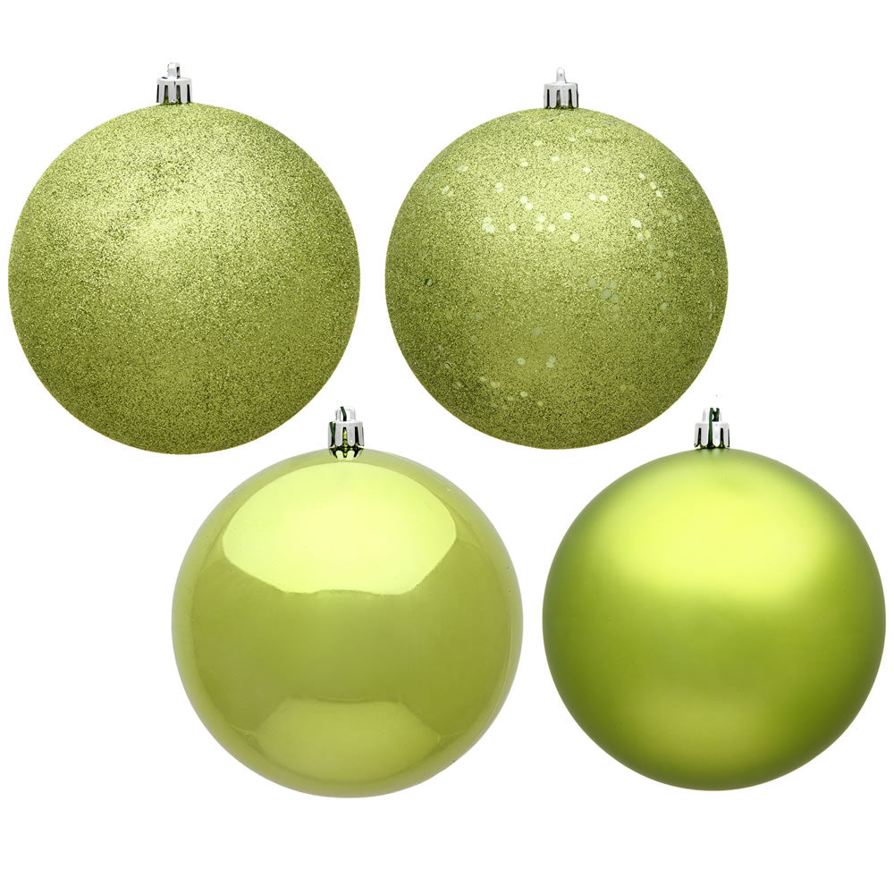 10" - 4 Finish Shatterproof Ornaments with Drilled and Loop Cap -  Set of 4