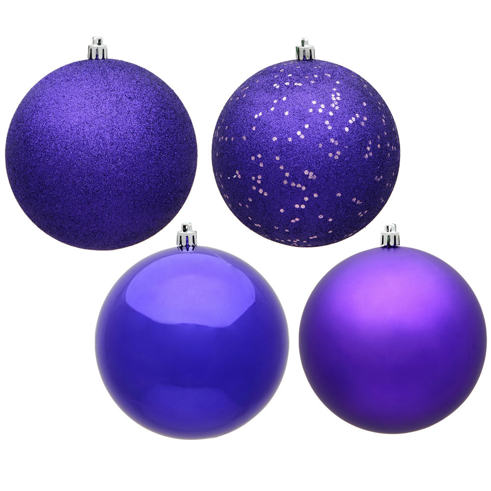 6" - 4 Finish Shatterproof Ornaments with Drilled and Loop Cap