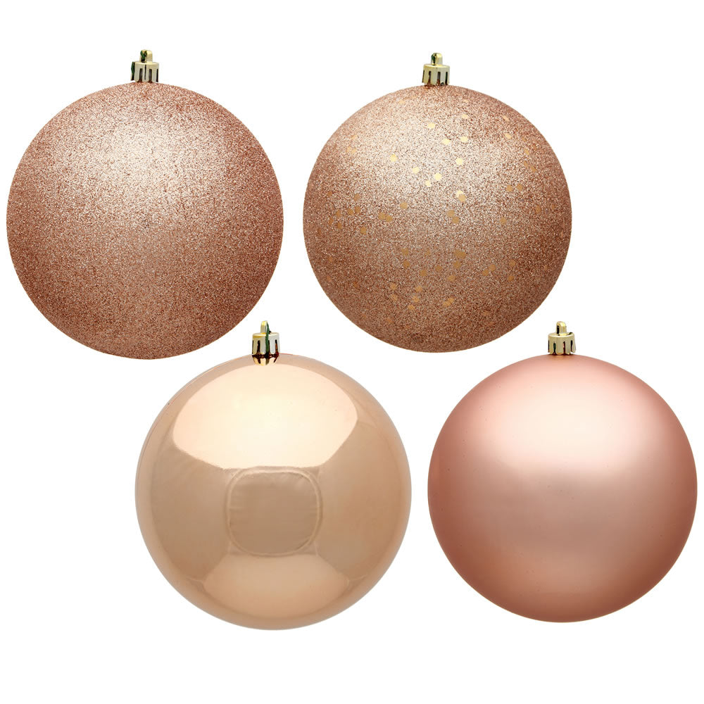 6" - 4 Finish Shatterproof Ornaments with Drilled and Loop Cap
