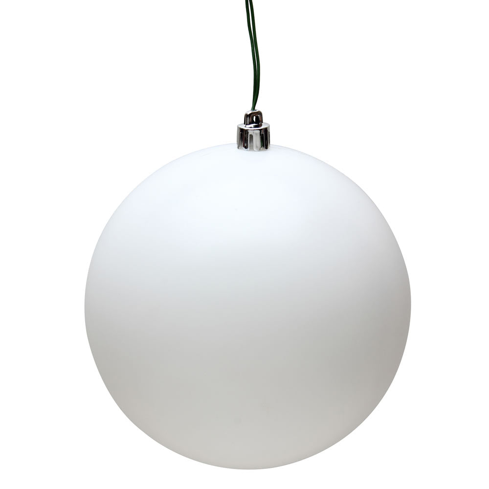 4" White Matte Ball Ornament UV Drilled Cap (Bag of 6)