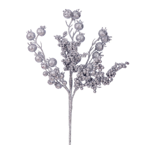14" Glitter Cluster Berry Pick -  UV Treated - Set of 3