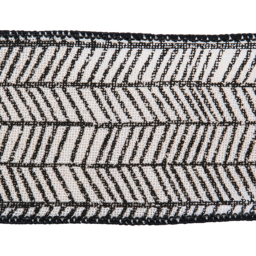 2.5"x10yd Beige Black Herringbone Ribbon