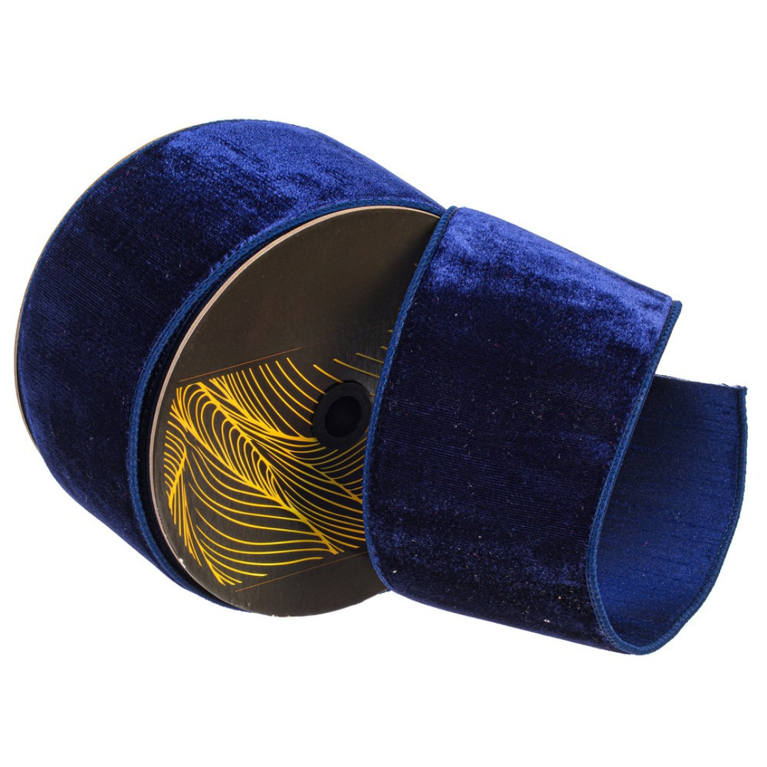 4" x 10 Yards Midnight Blue Velvet Dupion Ribb