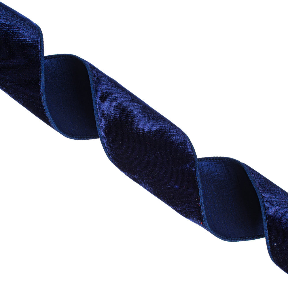 4" x 10 Yards Midnight Blue Velvet Dupion Ribb