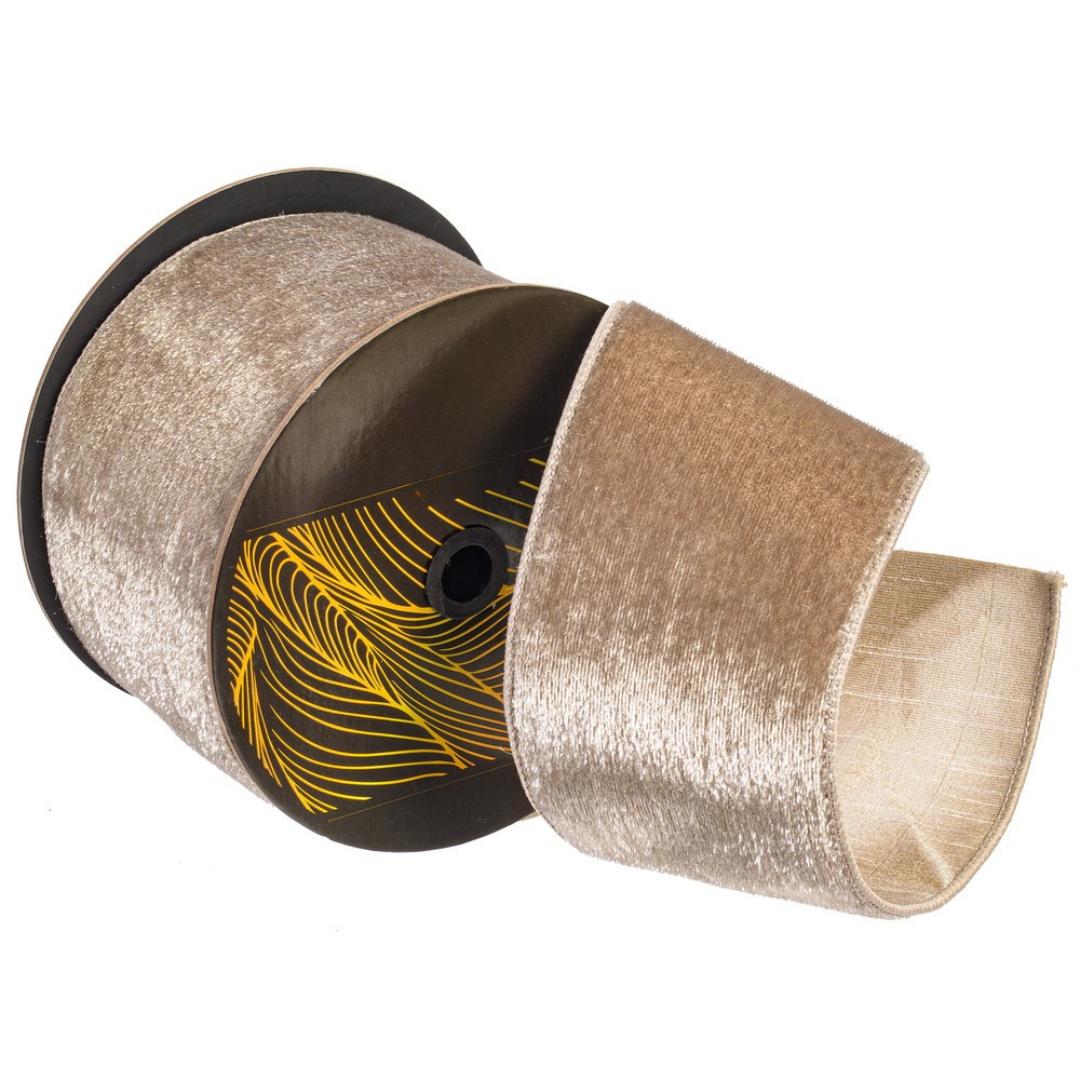 4" x 10 Yards Pewter Velvet Luster Ribbon