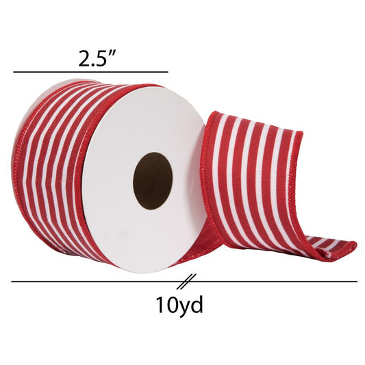 2.5" x 10 Yards Red Horizontal Stripe Ribbon