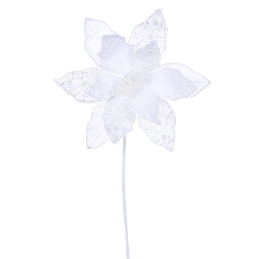 17" White Velvet Stem 11" Flower - Set of 2