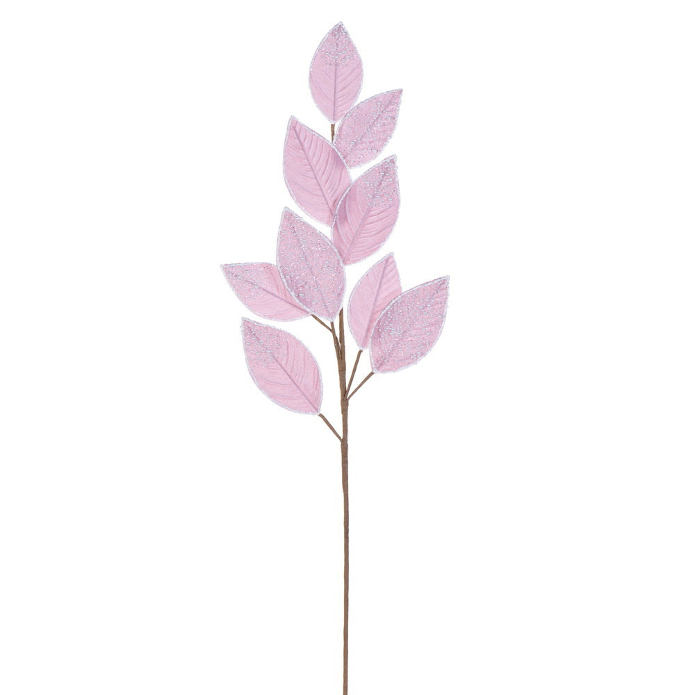 32" Velvet Pearl Leaf Spray - Set of 2