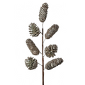 22" Glitter Pinecone Spray - Platinum