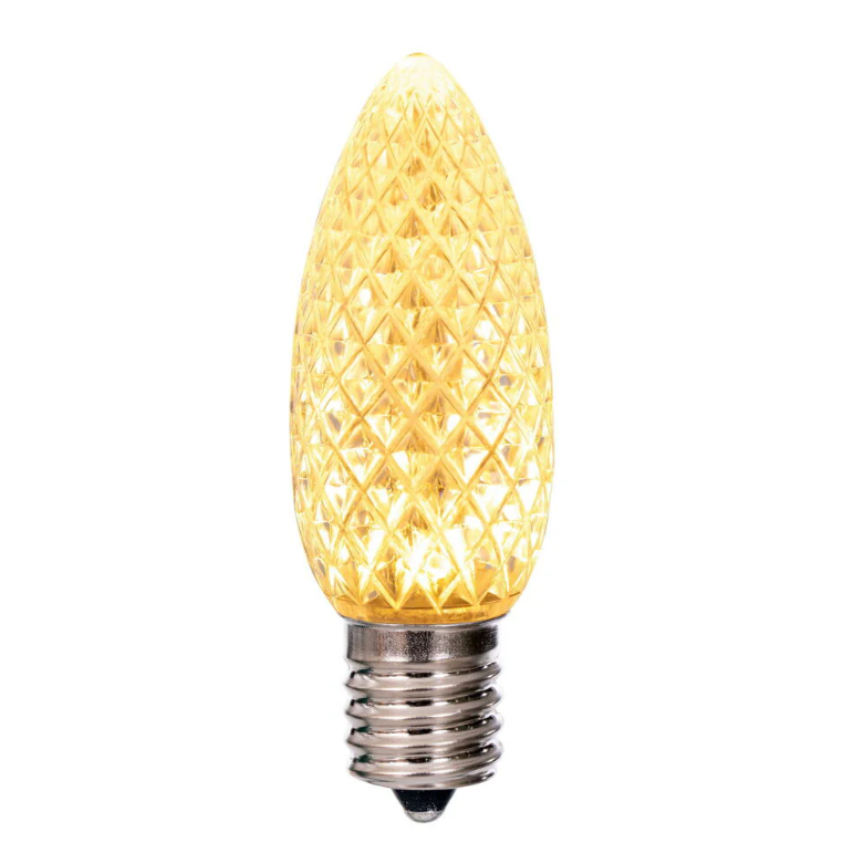 LED C9 White Options  - Transparent Faceted Bulbs -  Steady