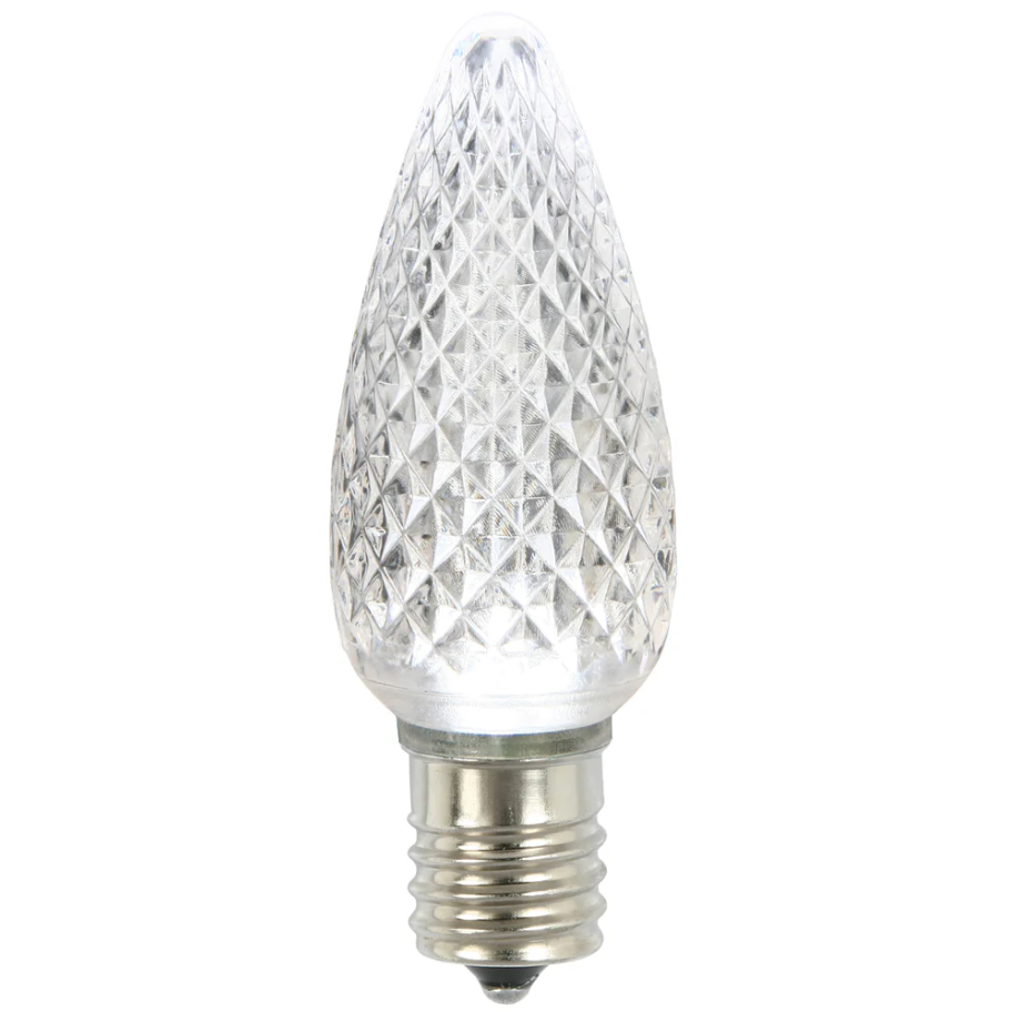 LED C9 White Options  - Transparent Faceted Bulbs -  Steady