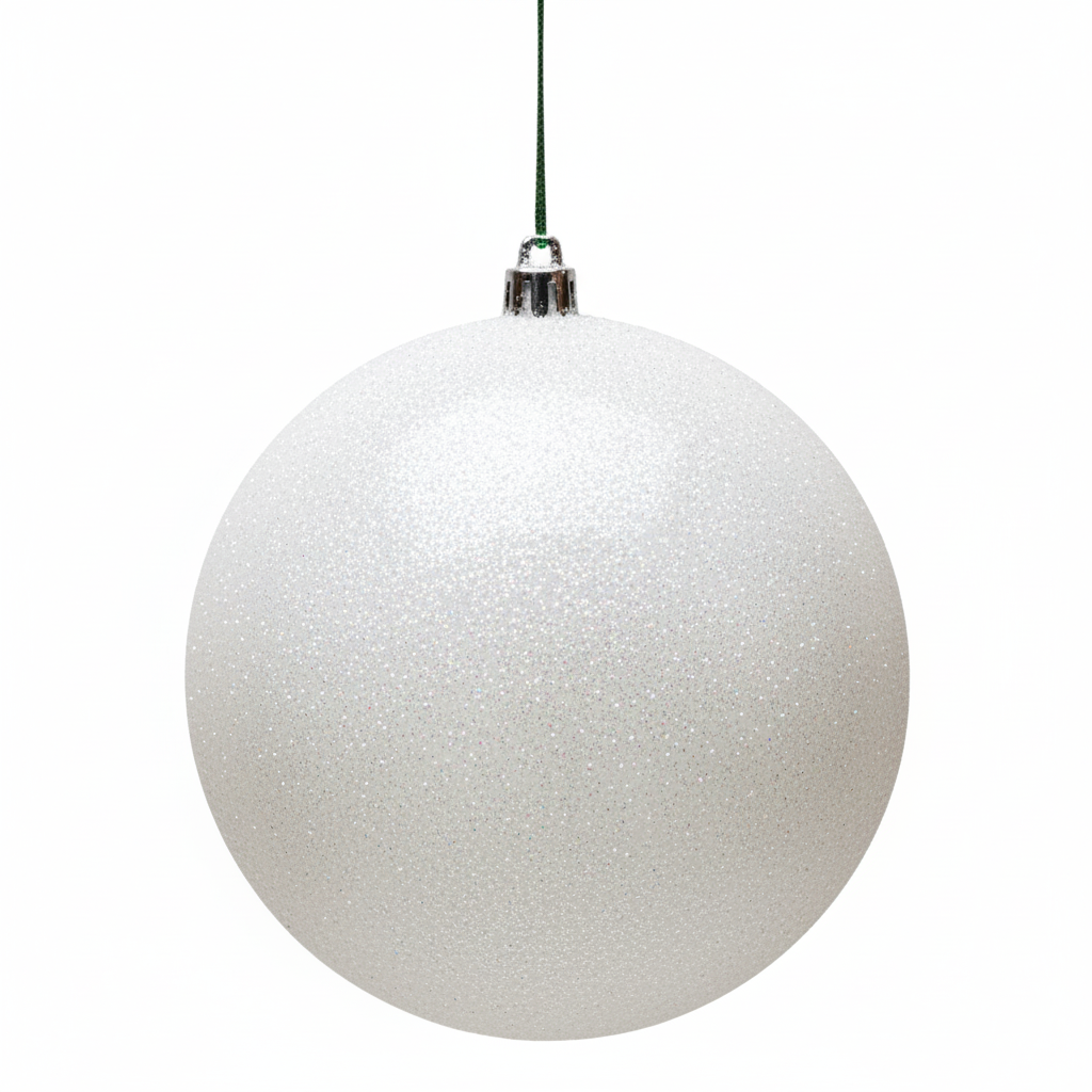 8" White Ball Ornament UV Drilled Cap