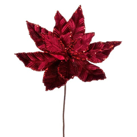 24" Velvet Poinsettia - Set of 3