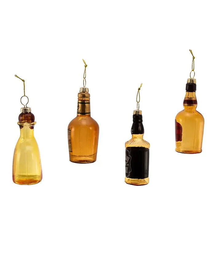 3.5"Glass Liquor Bottle Ornament - Set of 4