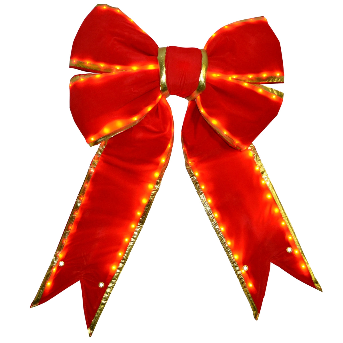 Lighted Velvet Structural Christmas  Bow Red (no gold trim)- Outdoor UV Treated