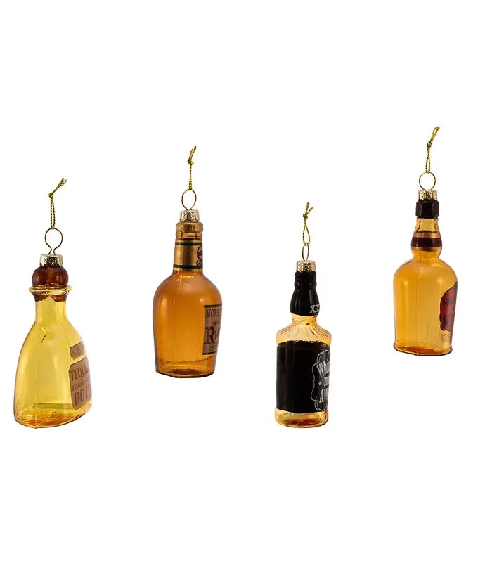 3.5"Glass Liquor Bottle Ornament - Set of 4